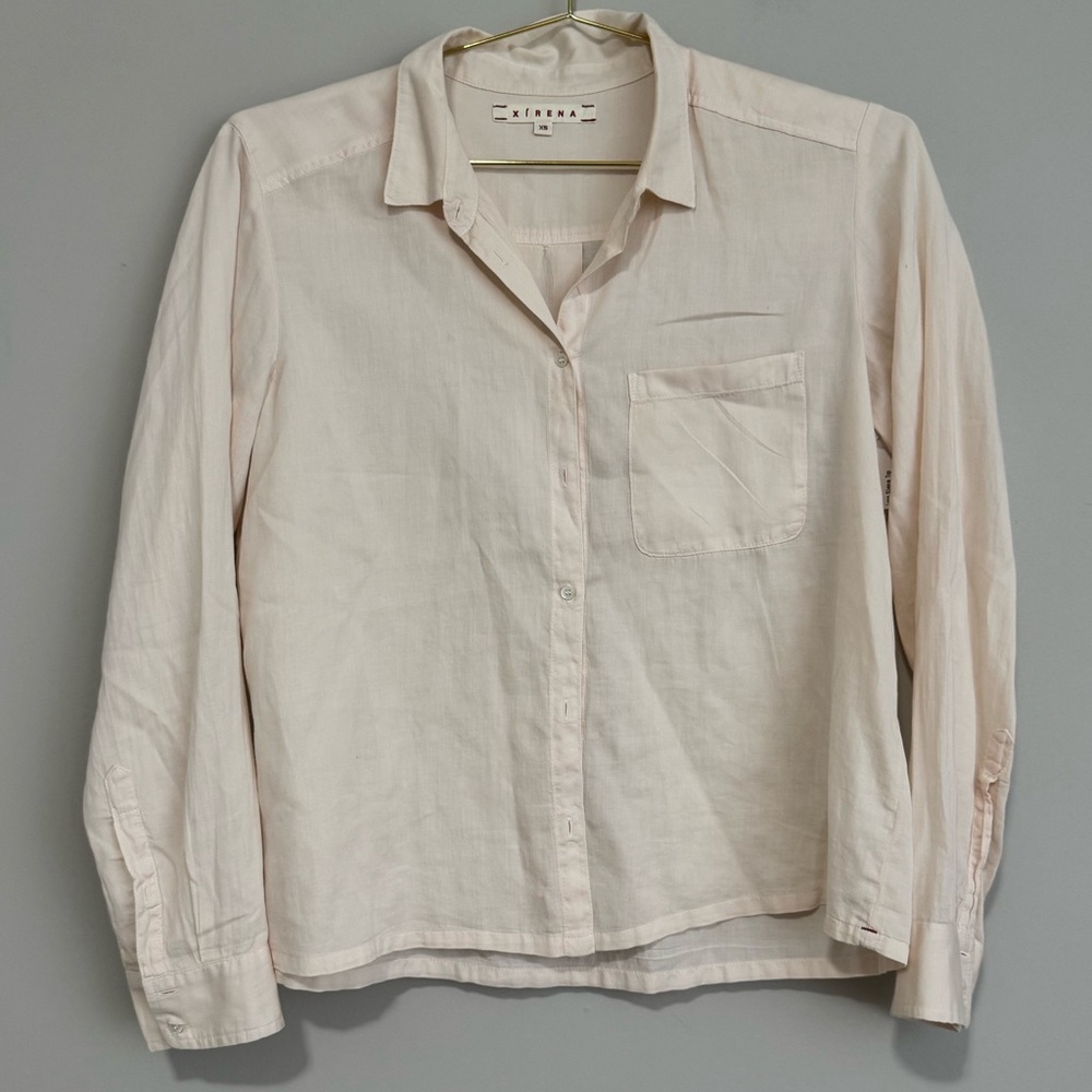 XiRENA Cotton Light Cream Button Downs Shirt